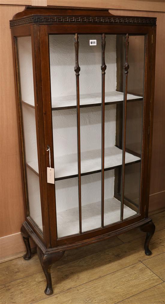 A mahogany bowfront display cabinet, W.66cm